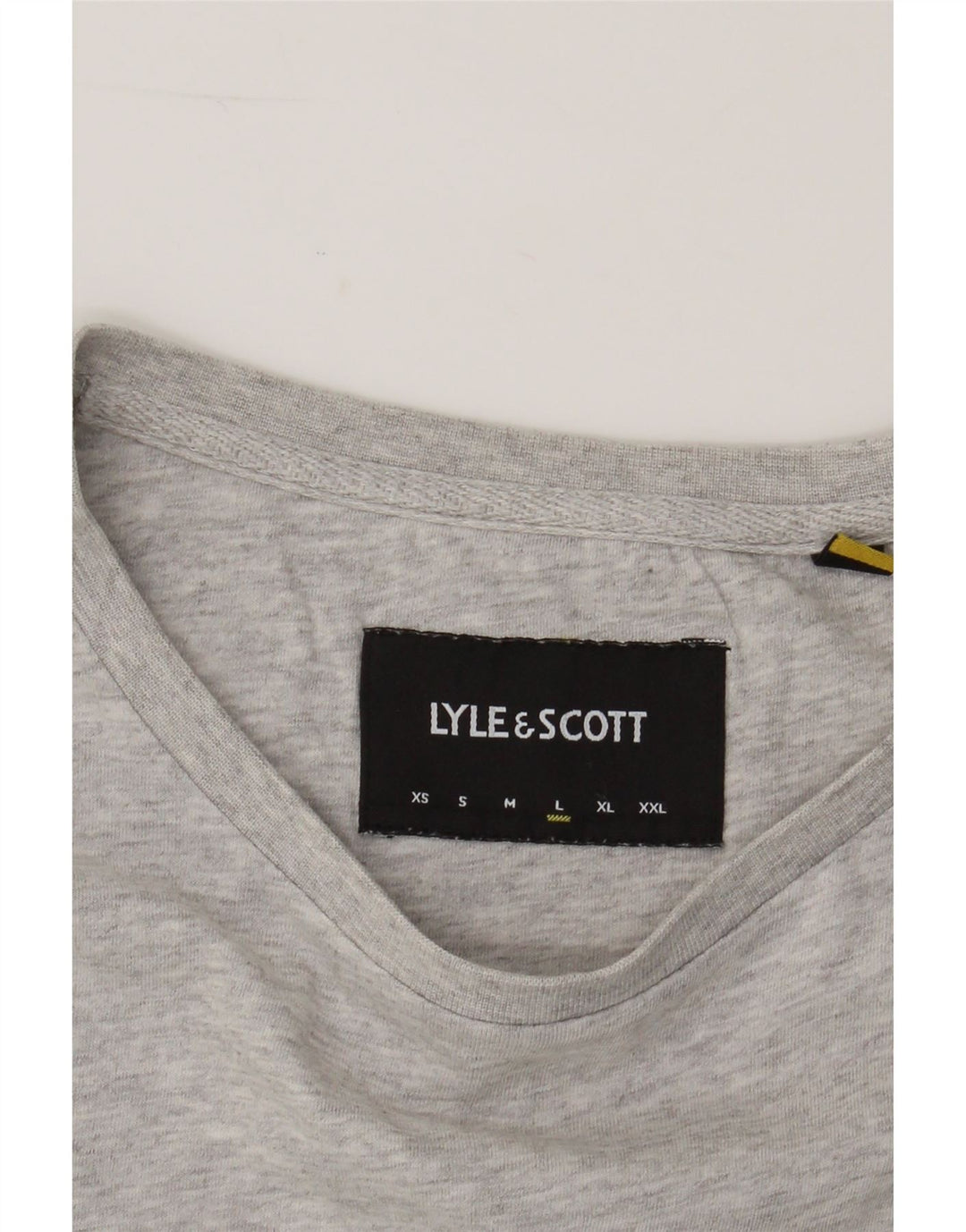 LYLE & SCOTT Mens T-Shirt Top Large Grey Colourblock Cotton Vintage Lyle & Scott and Second-Hand Lyle & Scott from Messina Hembry 