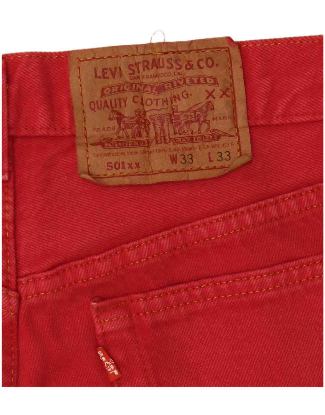 Levi's Herre 501 Straight Jeans W33 L27 Rød