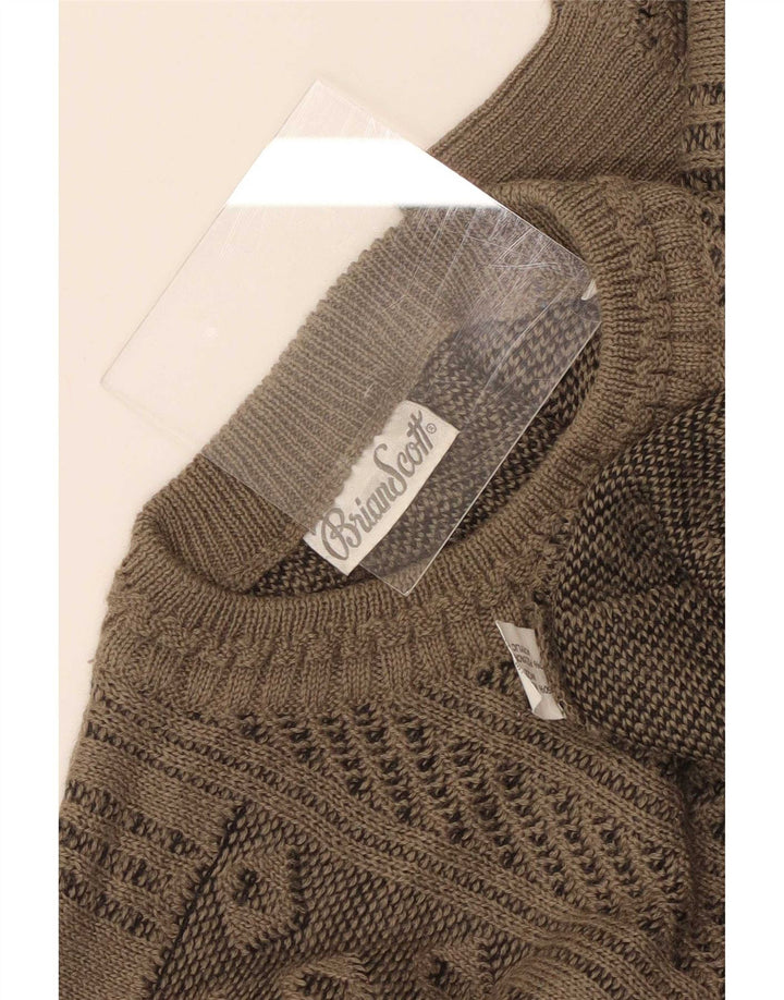 Brian Scott Herre sweater med rund hals IT 48 Lille brun geometrisk uld