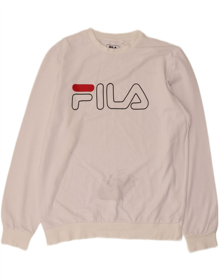FILA Herre grafisk sweatshirt jumper stor hvid bomuld