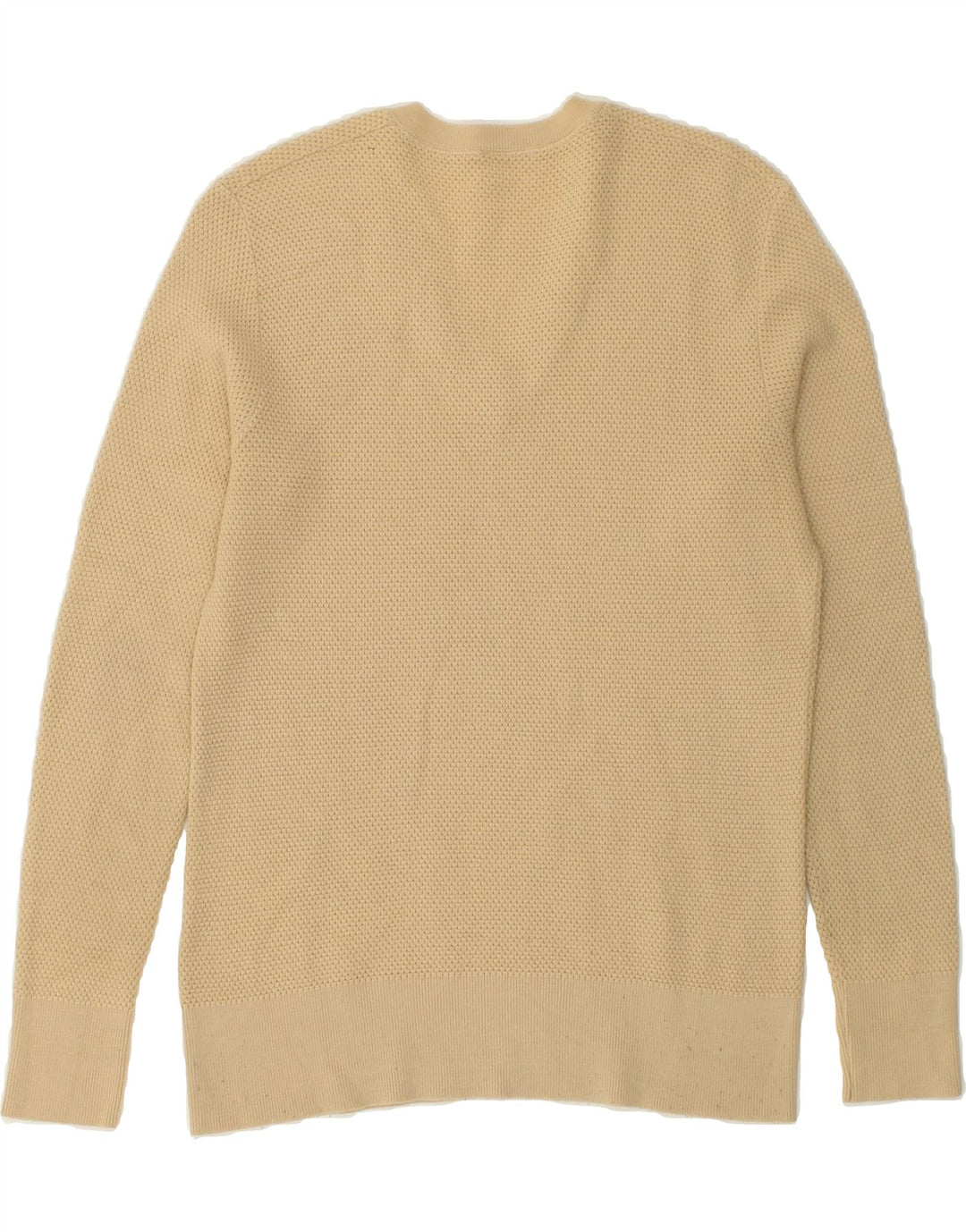 VINTAGE Mens V-Neck Jumper Sweater Medium Beige Acrylic Vintage Vintage and Second-Hand Vintage from Messina Hembry 