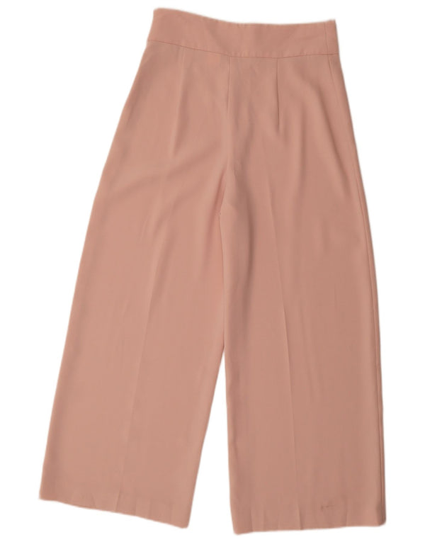 Zara Womens Vide Ben Cropped Trousers Small W26 L25 Pink Polyester