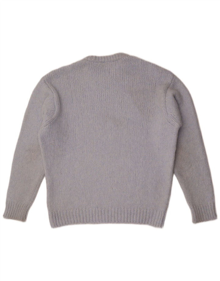 Zara Womens Oversized Crew Neck Jumper Sweater UK 14 Medium Blue Acryl