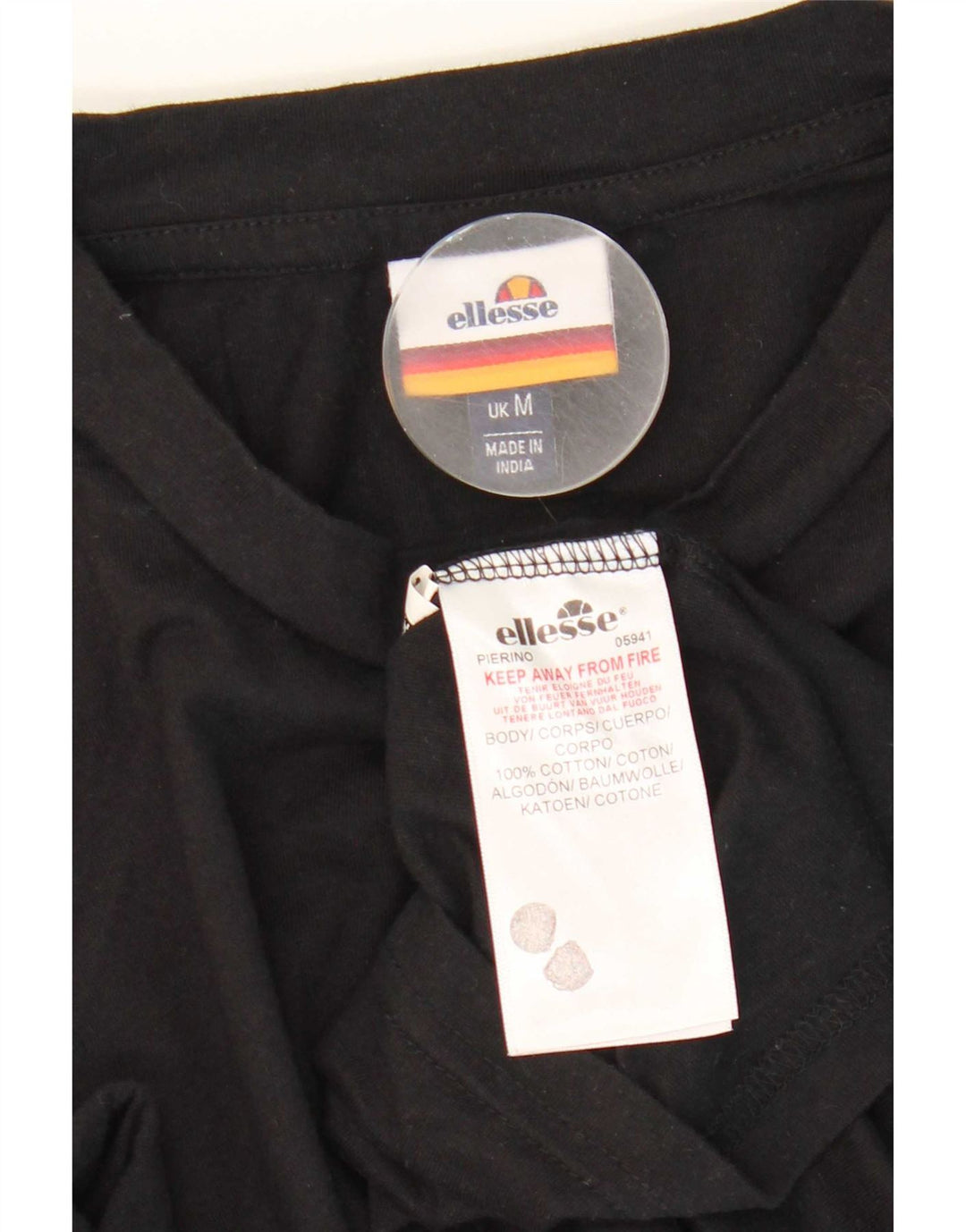 Ellesse Herre Grafisk T-Shirt Top Medium Sort Bomuld