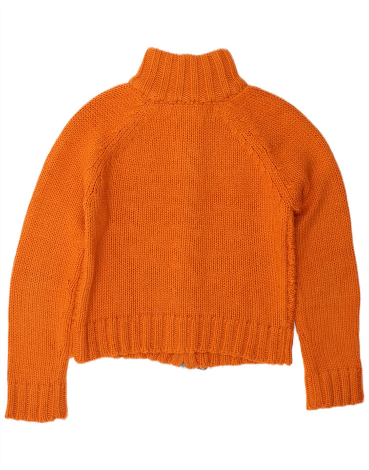 Zara Womens Crop Cardigan Sweater UK 12 Medium Orange Akryl