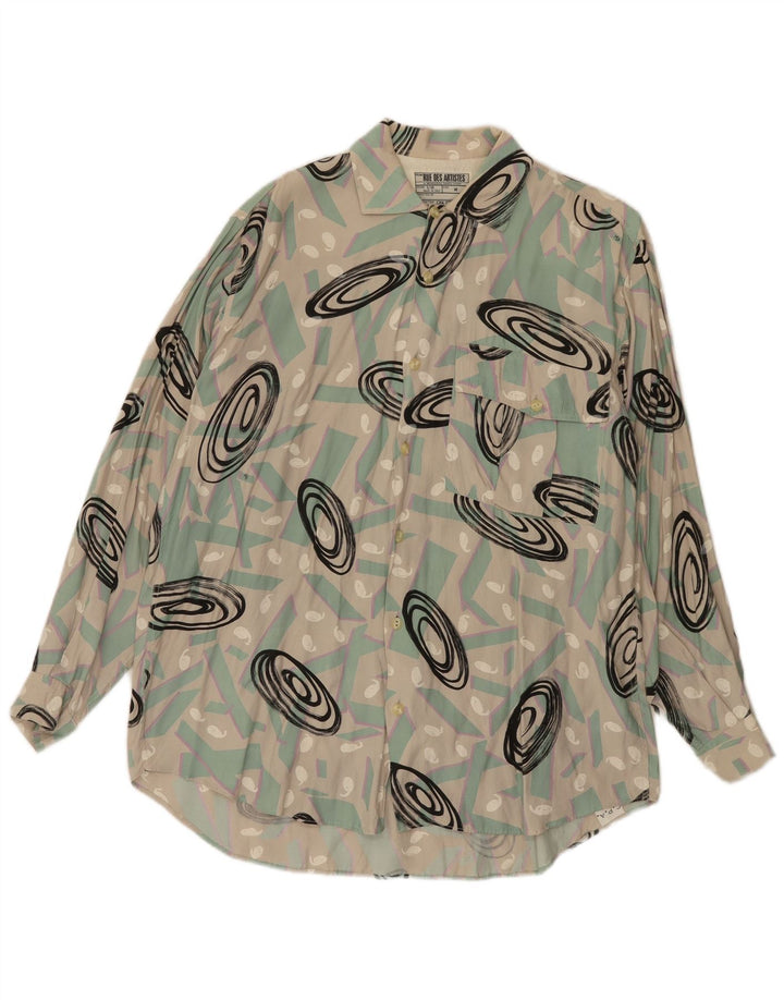 Vintage herre abstrakt mønster skjorte medium flerfarvet bomuld