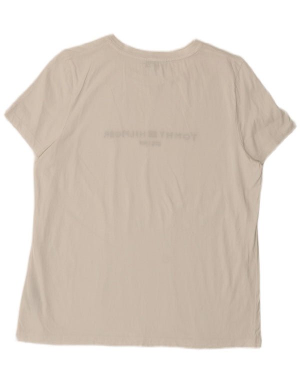 Tommy Hilfiger Dame Grafisk T-Shirt Top UK 20 2XL Hvid Bomuld