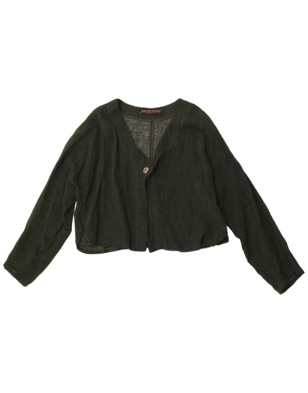 VINTAGE Womens Crop Cardigan Top UK 16 Large Green Bomuld