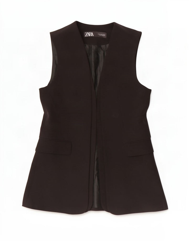 Zara Dame Longline vest UK 6 XS Sort Polyester
