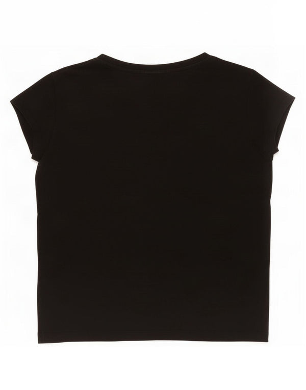 Ellesse Womens Crop Oversized grafisk T-shirt top UK 10 Small Black Bomuld
