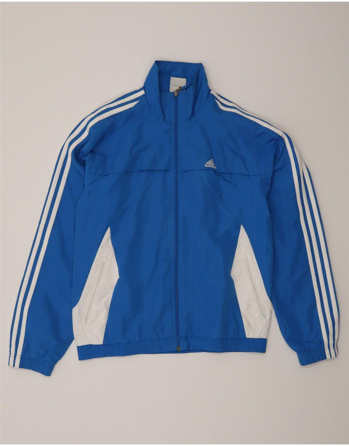 Adidas Regnjakke til mænd UK 36/38 Small Blue Colourblock Polyester
