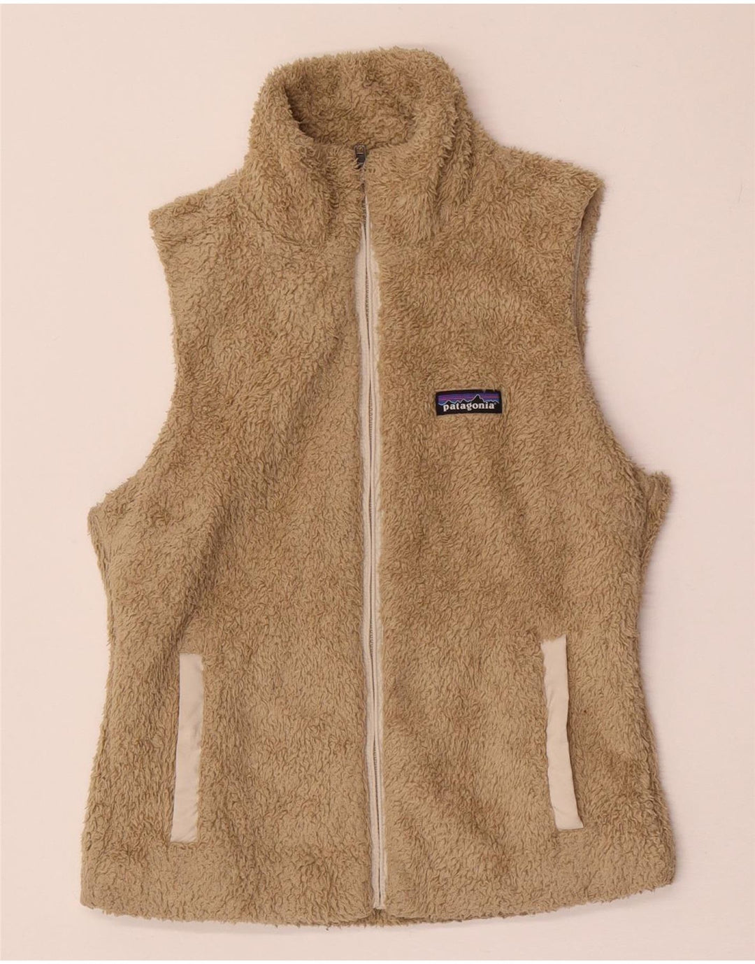 Patagonia Dame Fleece Gilet UK 10 Small Beige Polyester