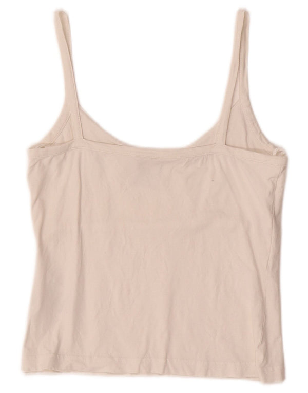 ADIDAS Dame Crop Cami Top UK 12 Medium Off White Bomuld