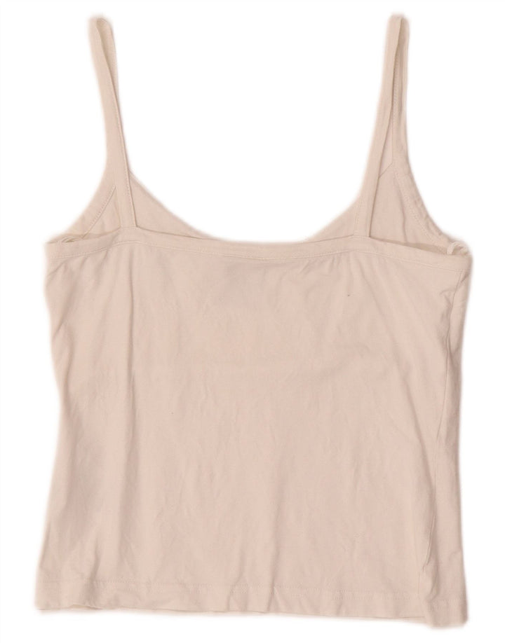 ADIDAS Dame Crop Cami Top UK 12 Medium Off White Bomuld