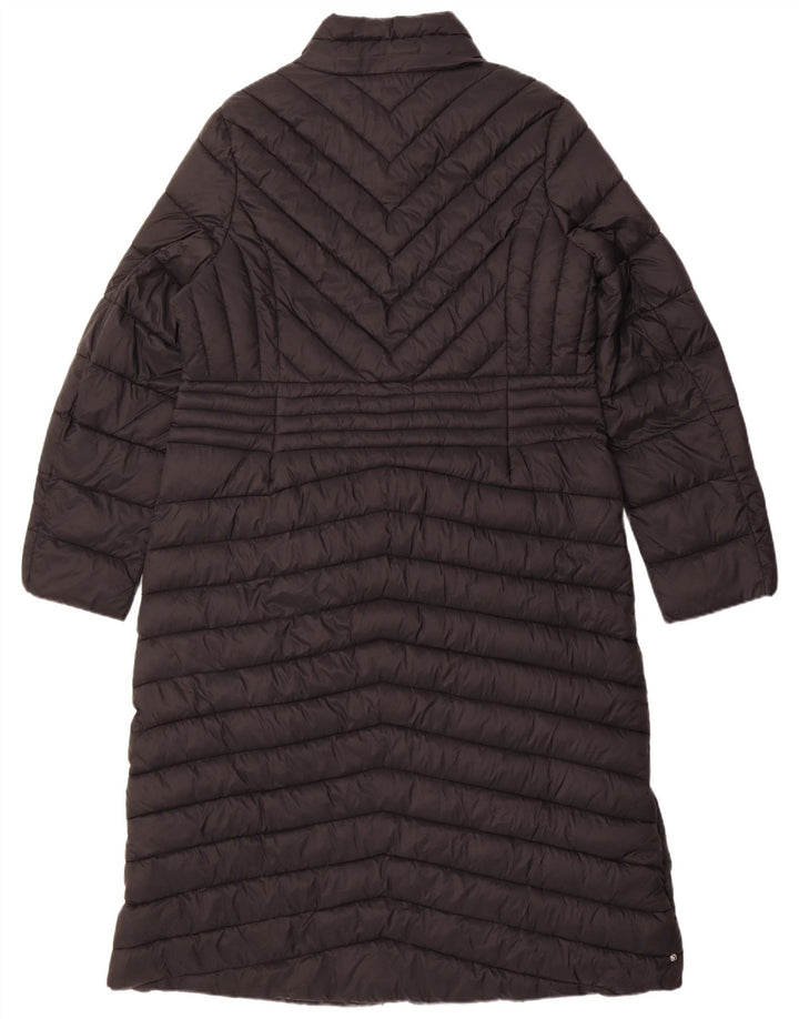 Karen Millen Dame Polstret Frakke UK 14 Stor Sort Nylon