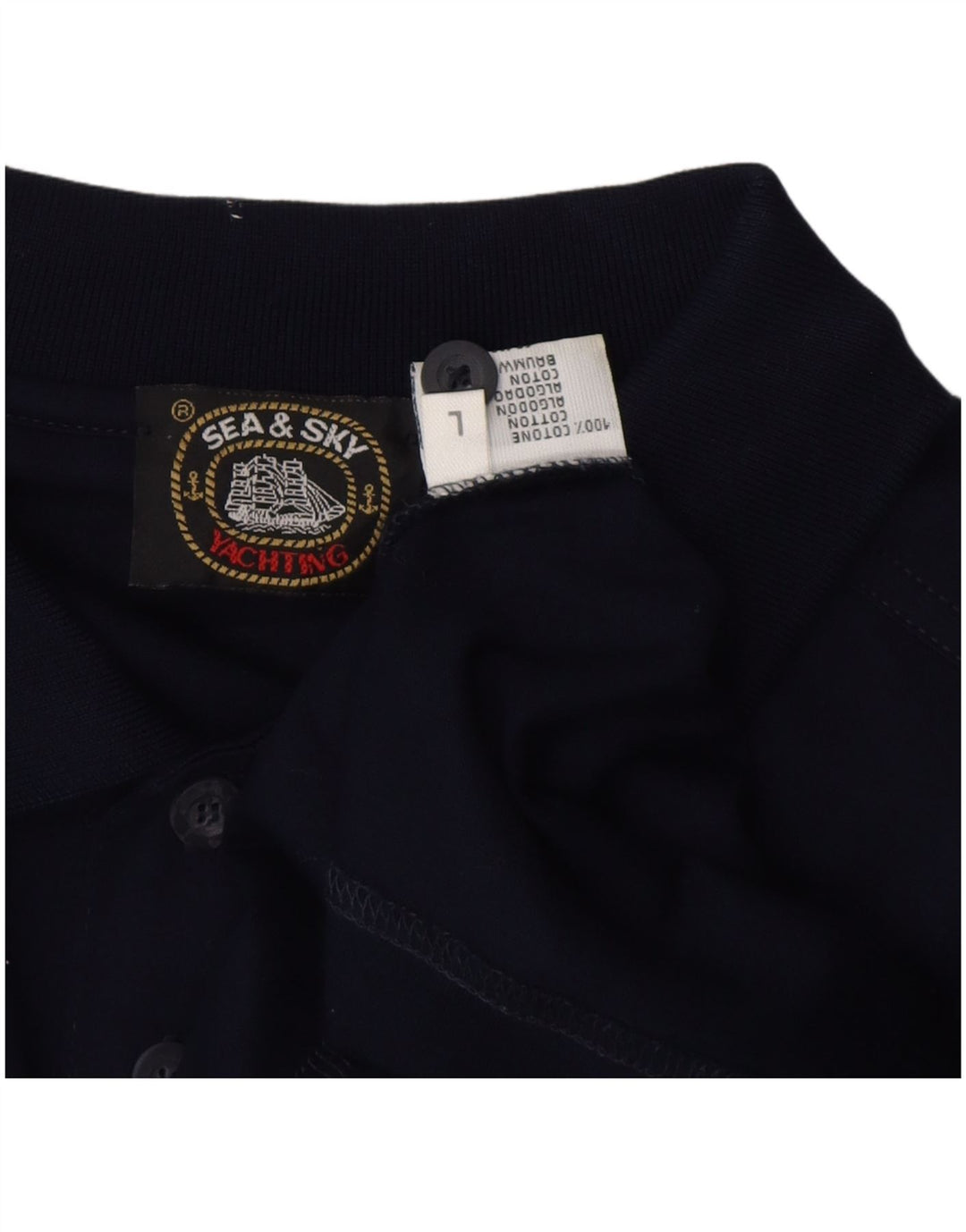 SEA & SKY Poloshirt til mænd Stor marineblå bomuld