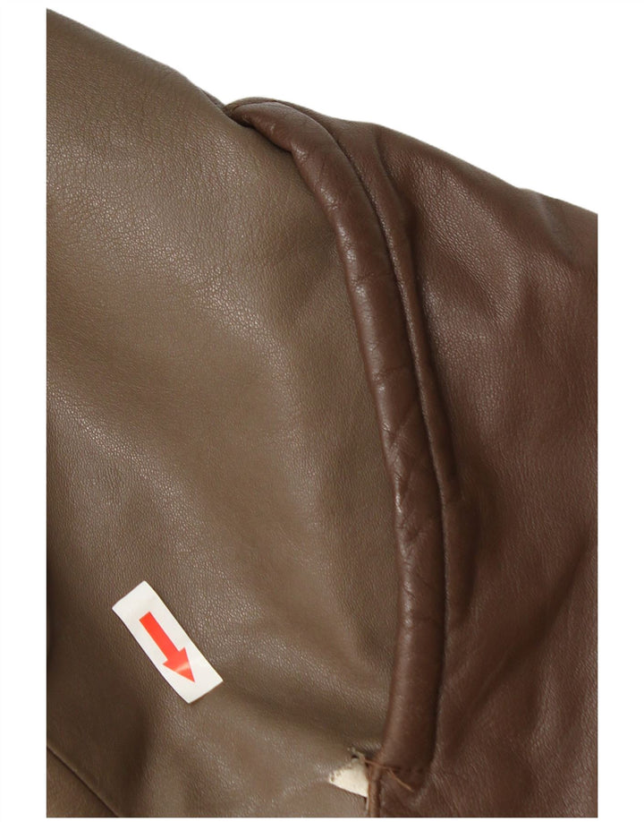 Vintage læderjakke til kvinder UK 14 Medium Brown Colourblock