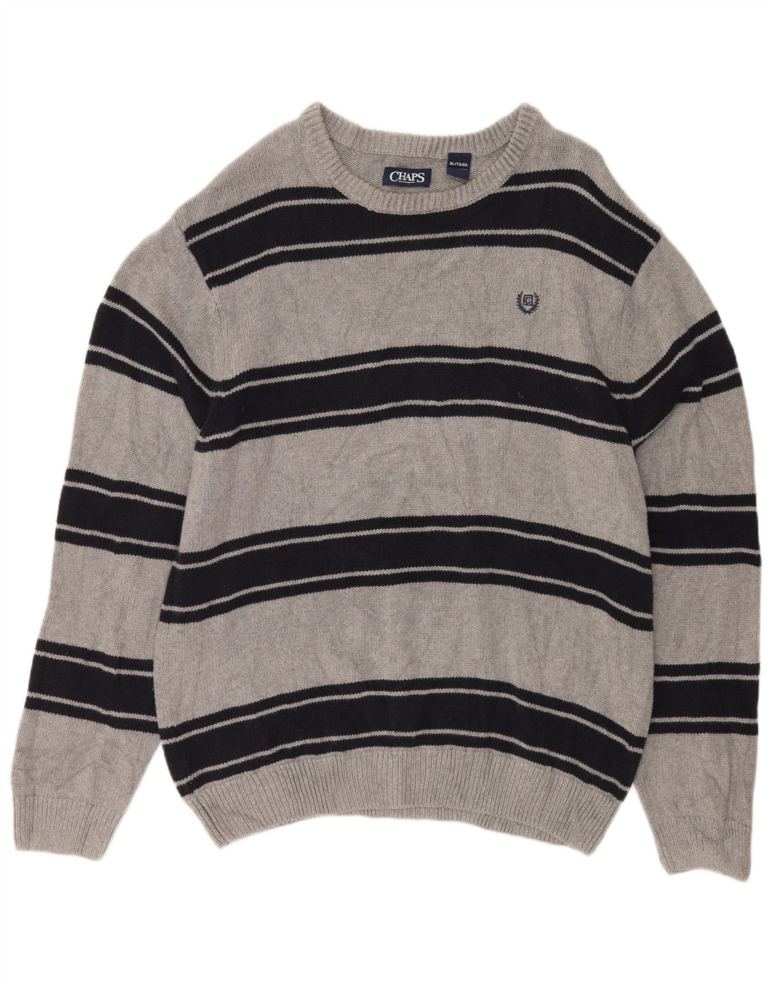 CHAPS Herre Boat Neck Jumper Sweater XL Grå Stribet Bomuld