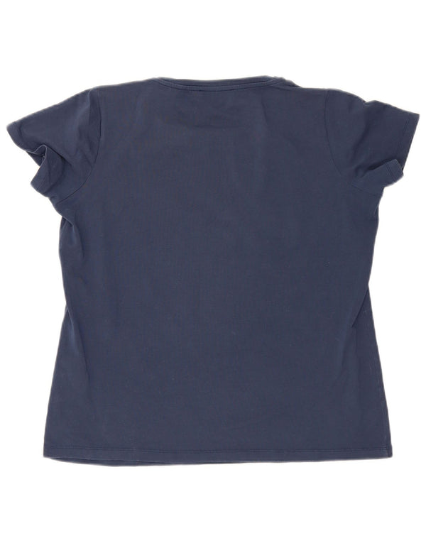 Trussardi Dame Grafisk T-Shirt Top UK 20 2XL Navy Blue