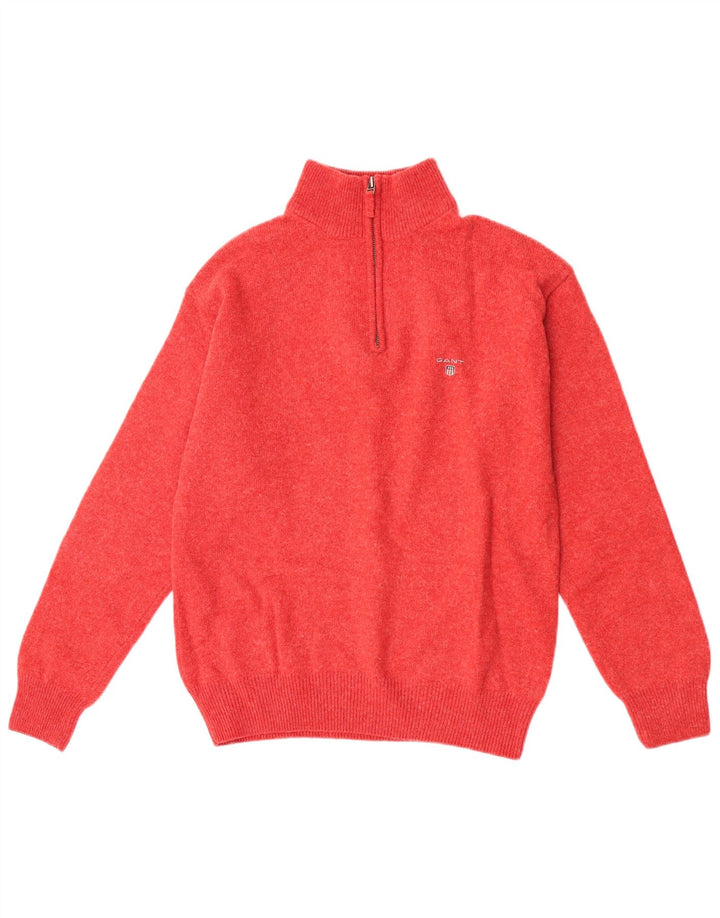 Gant Herre Zip Neck Jumper Sweater Medium Rød lammeuld