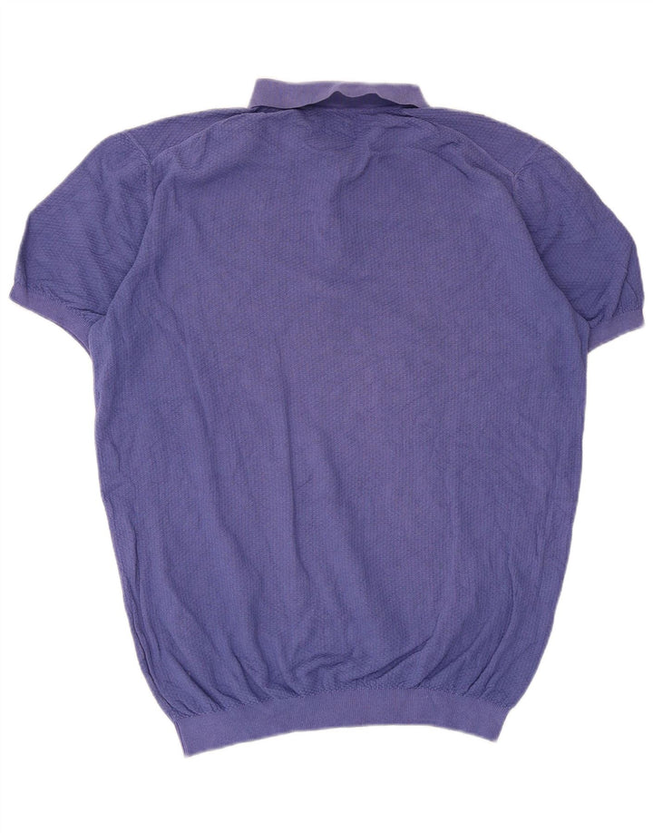 Massimo Dutti Herre Kortærmet Polo Neck Jumper Sweater XL Blå
