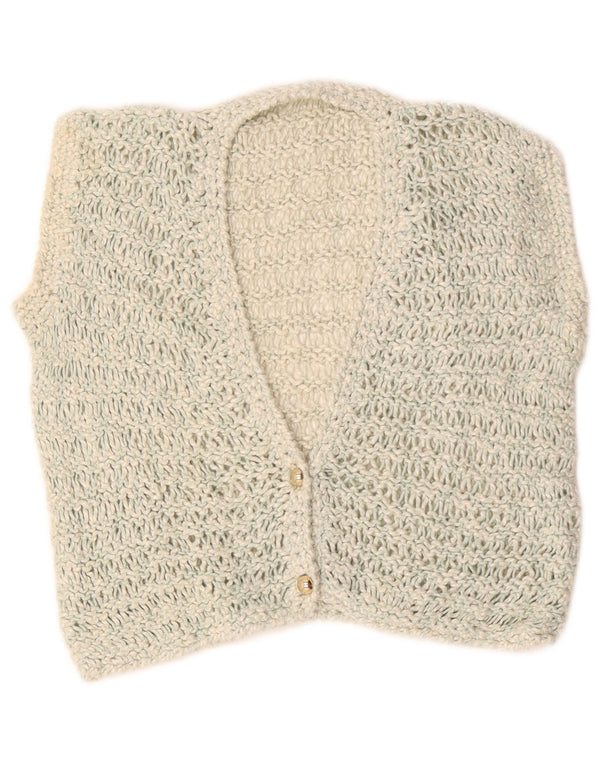 Vintage Dame Se Through Cardigan Sweater UK 16 Large Off White Flecked
