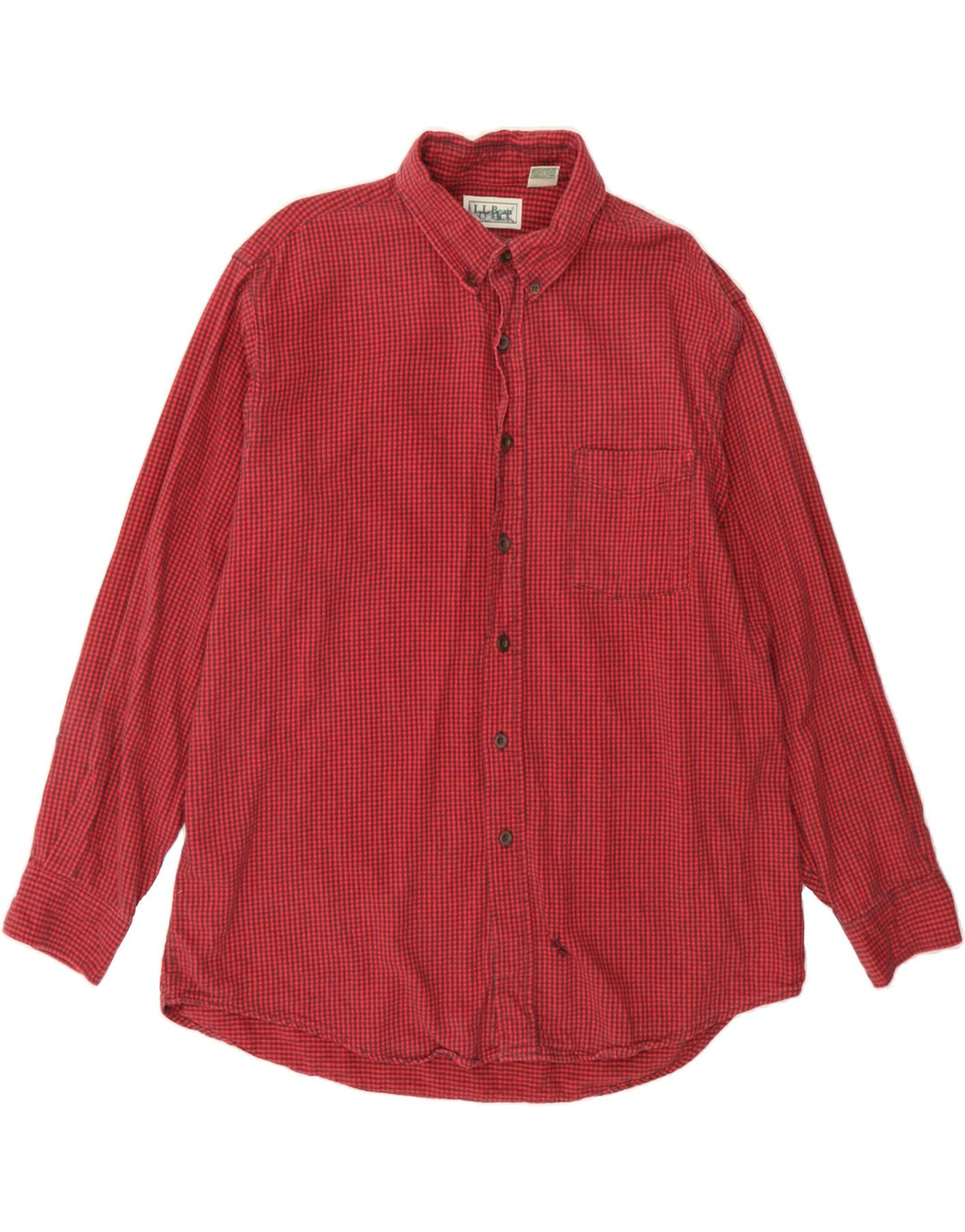 L.L.BEAN Mens Regular Flannel Shirt Large Red Houndstooth Cotton Vintage L.L.Bean and Second-Hand L.L.Bean from Messina Hembry 