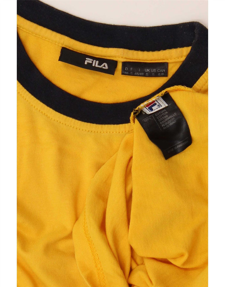 Fila Herre T-Shirt Top Lille Gul Colourblock Bomuld