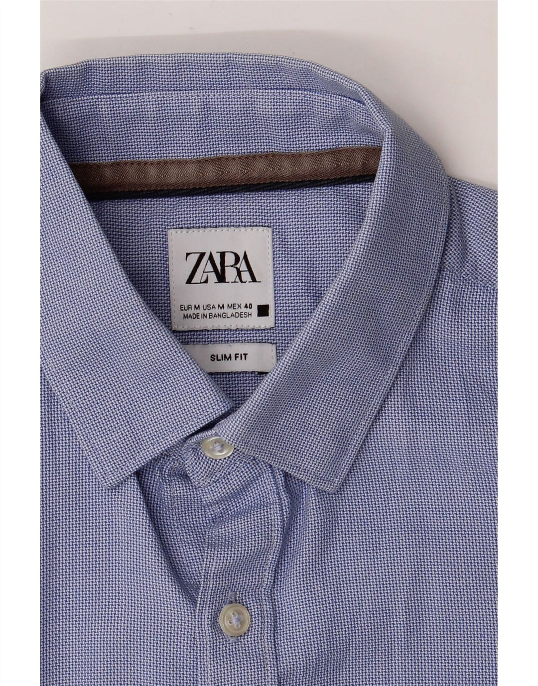 ZARA Slim Fit skjorte til mænd mellemblå bomuld