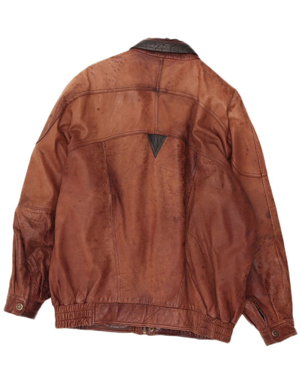 Vintage herre læderjakke UK 42 XL brunt læder