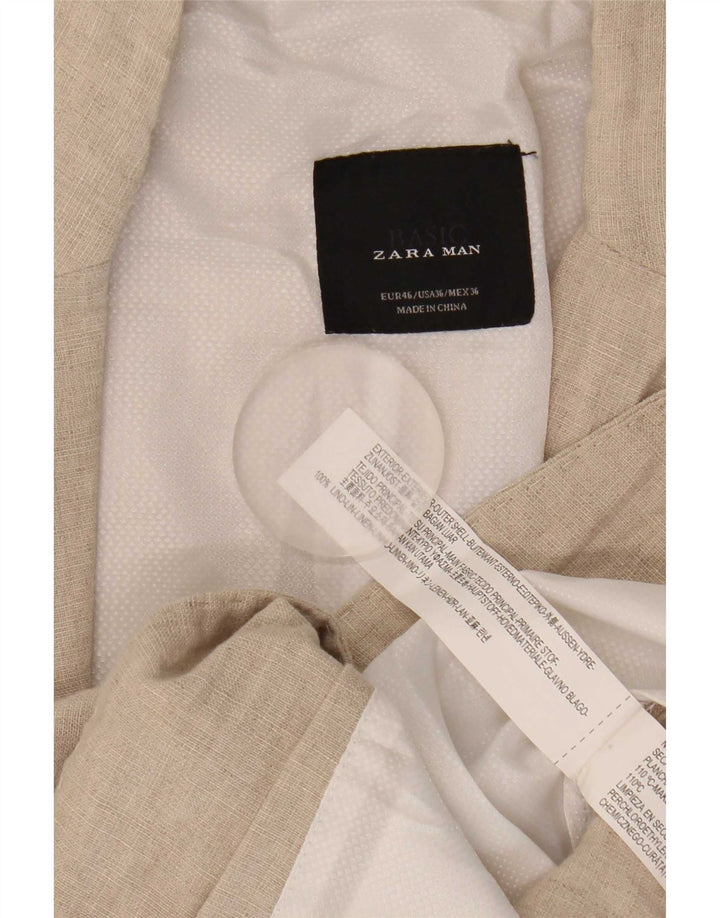 Zara Herre 2-knaps blazerjakke EU 46 Lille beige hør