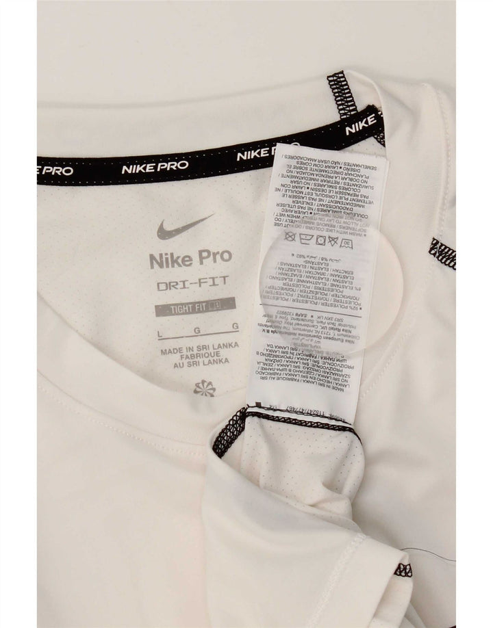 Nike Herre Dri Fit grafisk T-shirt Top Stor hvid polyester