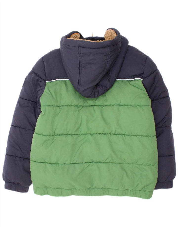Fat Face drenge hættepolstret jakke 8-9 år Grøn Colourblock Polyester