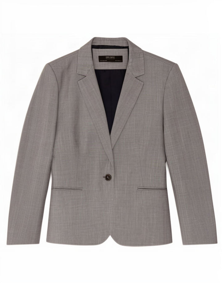 Zara Dame 1-knaps blazerjakke EU 44 XL Grå Polyester
