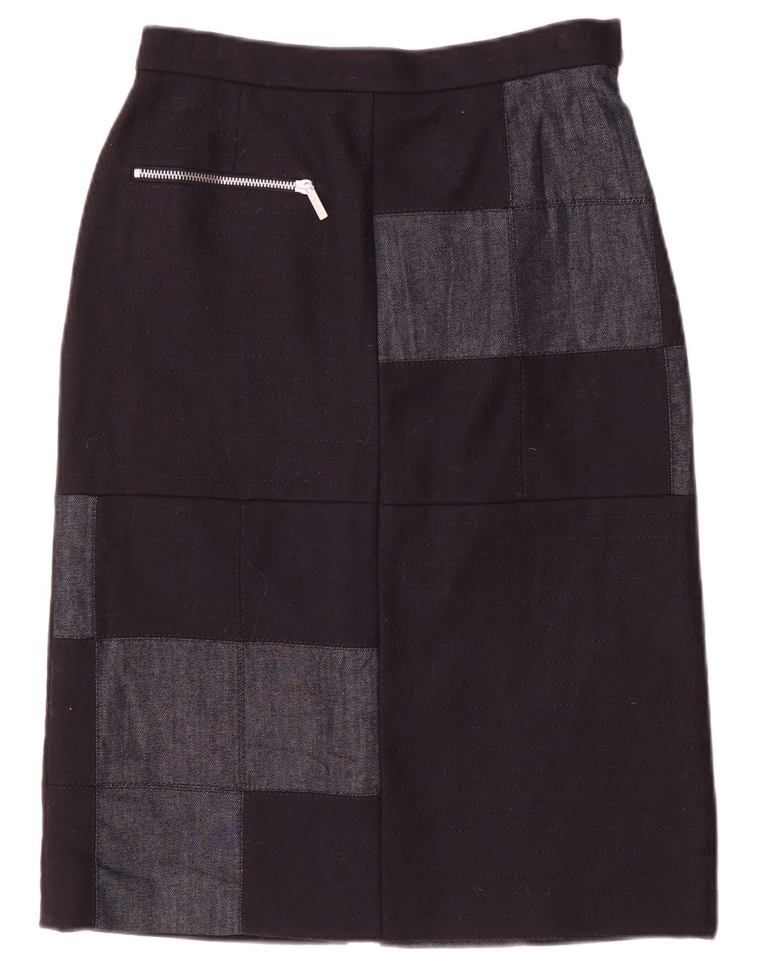 Iceberg Dame Midi Nederdel IT 40 Small W26 Navy Blue Patchwork Nylon
