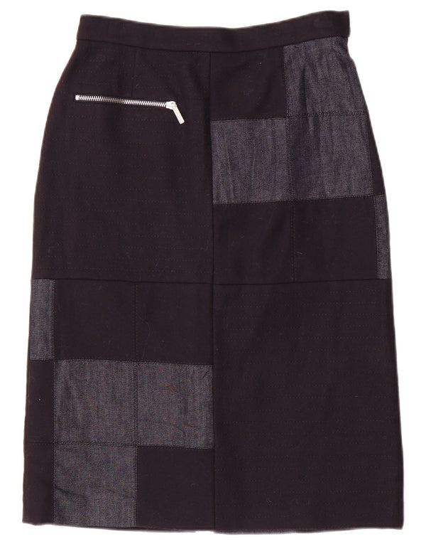Iceberg Dame Midi Nederdel IT 40 Small W26 Navy Blue Patchwork Nylon