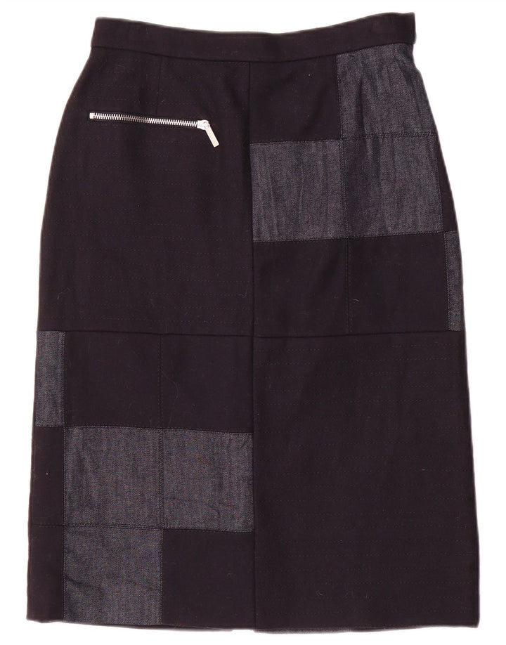 Iceberg Dame Midi Nederdel IT 40 Small W26 Navy Blue Patchwork Nylon