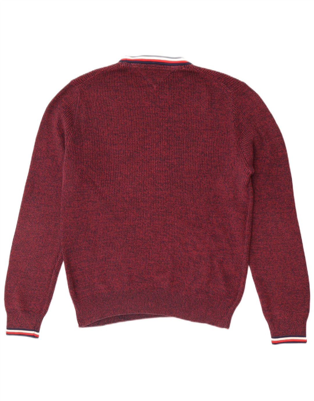 Tommy Hilfiger Herre Crew Neck Jumper Sweater Medium Burgundy Flecked