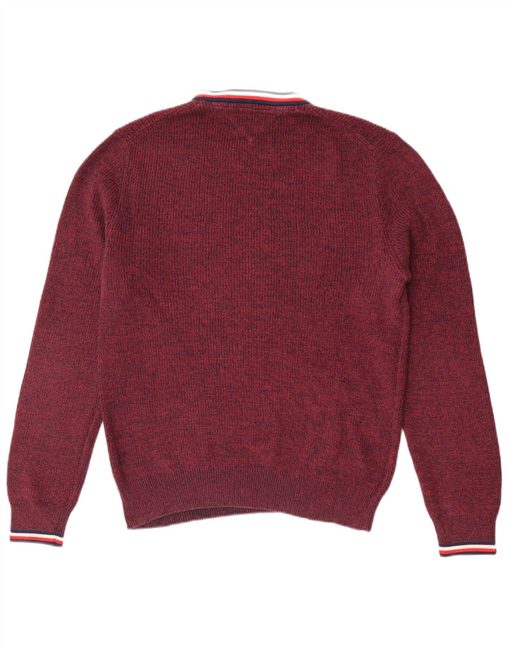 Tommy Hilfiger Herre Crew Neck Jumper Sweater Medium Burgundy Flecked