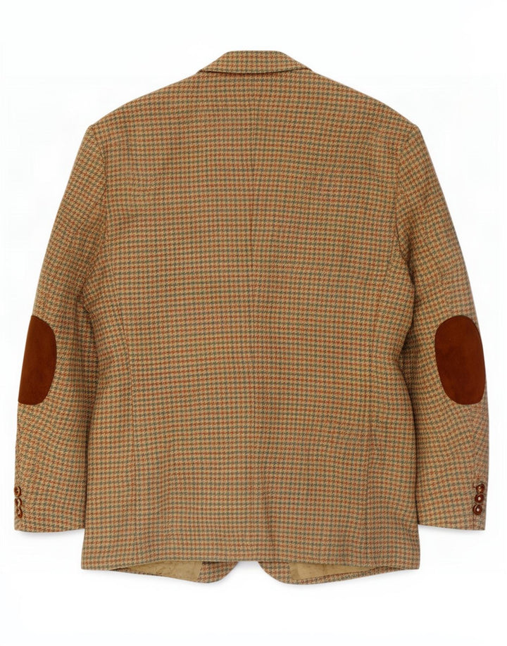 Vintage blazerjakke til mænd med 2 knapper IT 52 XL Grøn Houndstooth Uld