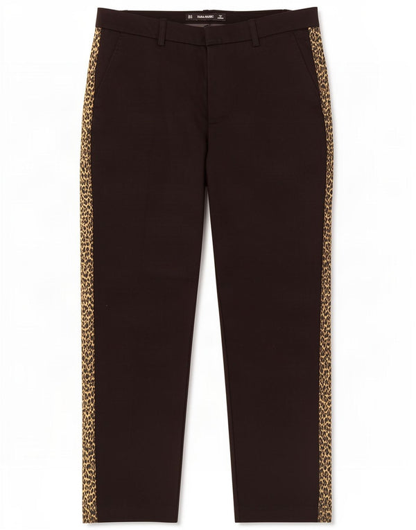 Zara Straight Cropped Bukser Medium W28 L25 Sort Animal Print