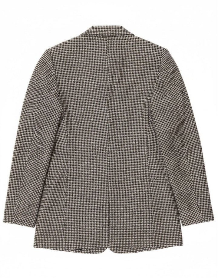 Massimo Dutti Dame 1-knaps blazerjakke EU 34 2XS Grå Houndstooth Uld