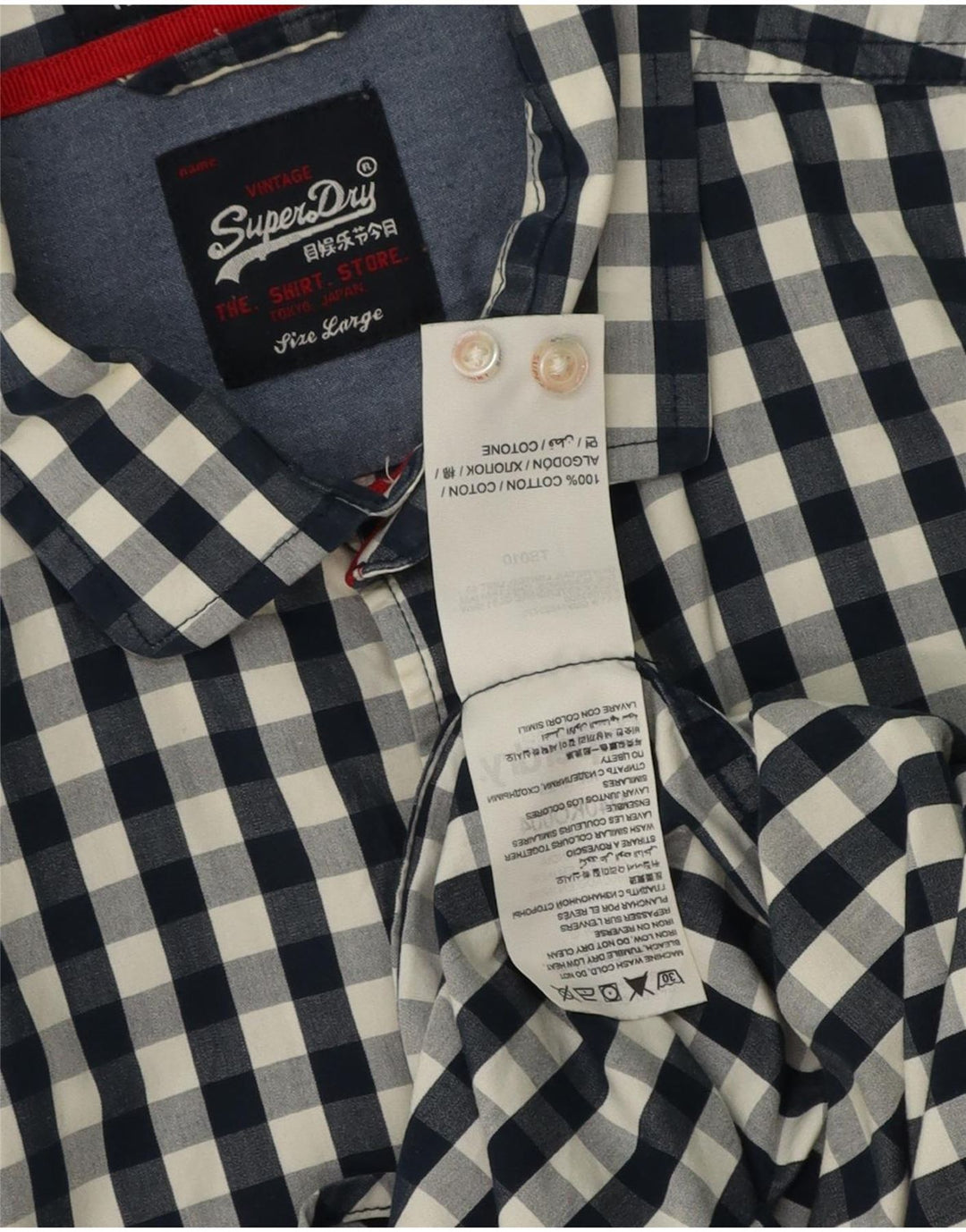 Superdry herreskjorte stor marineblå Gingham bomuld