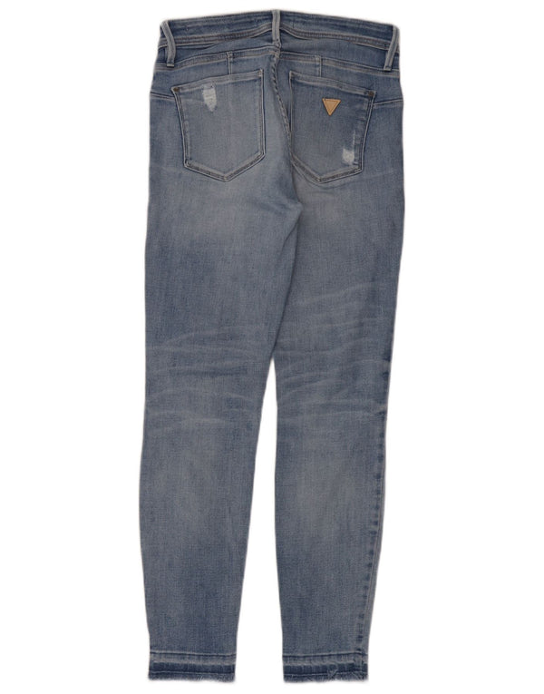 Guess Womens Curve X Distressed Skinny Jeans W26 L28 Blue Cotton