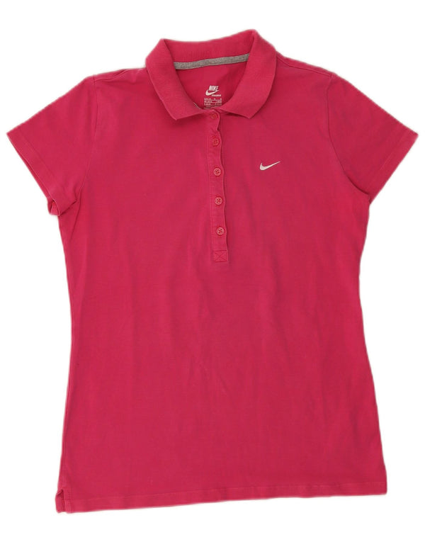Nike Dame Polo Shirt UK 16/18 Large Pink Bomuld
