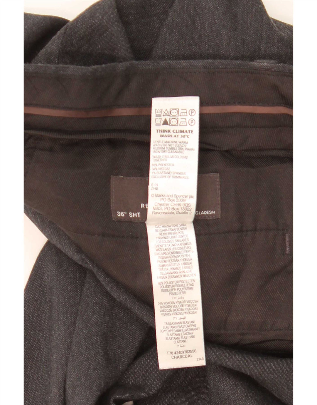 Marks & Spencer Straight Chino Bukser til mænd W36 L29 Grå Flecked