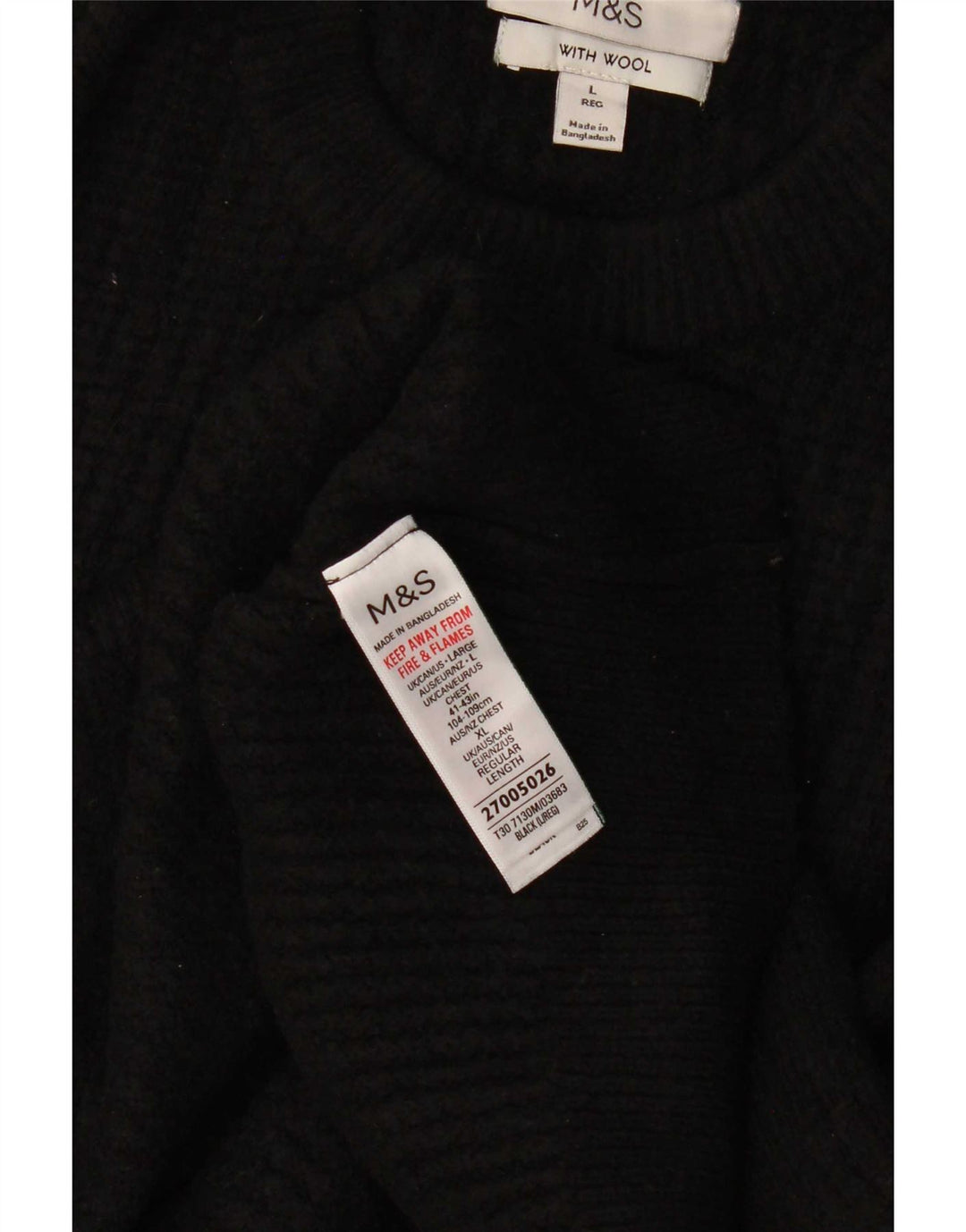 Marks & Spencer Herre sweater med rund hals, stor sort akryl
