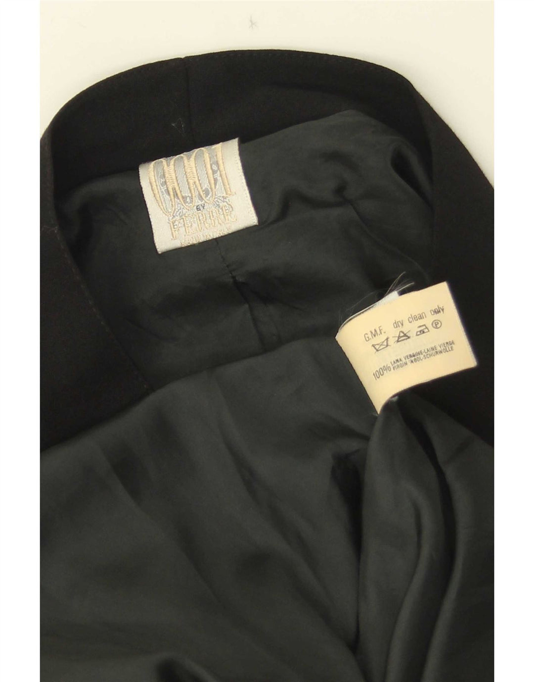Ferre Dame 3/4 ærmet overfrakke UK 16 Large Black Virgin Wool