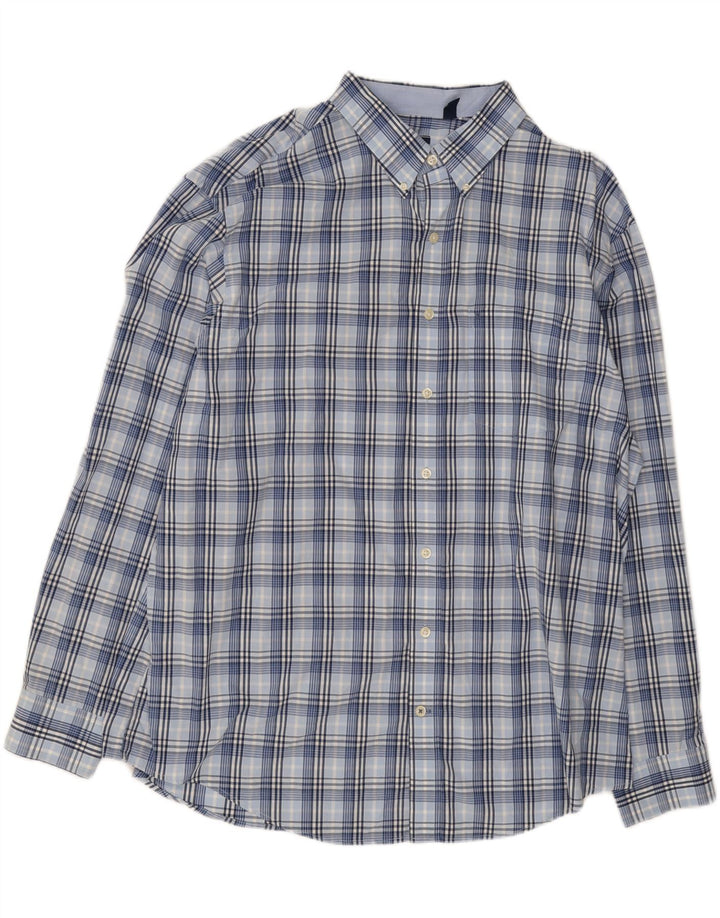 IZOD Mens Big & Tall Shirt 2XL Blue Check Cotton Vintage Izod and Second-Hand Izod from Messina Hembry 