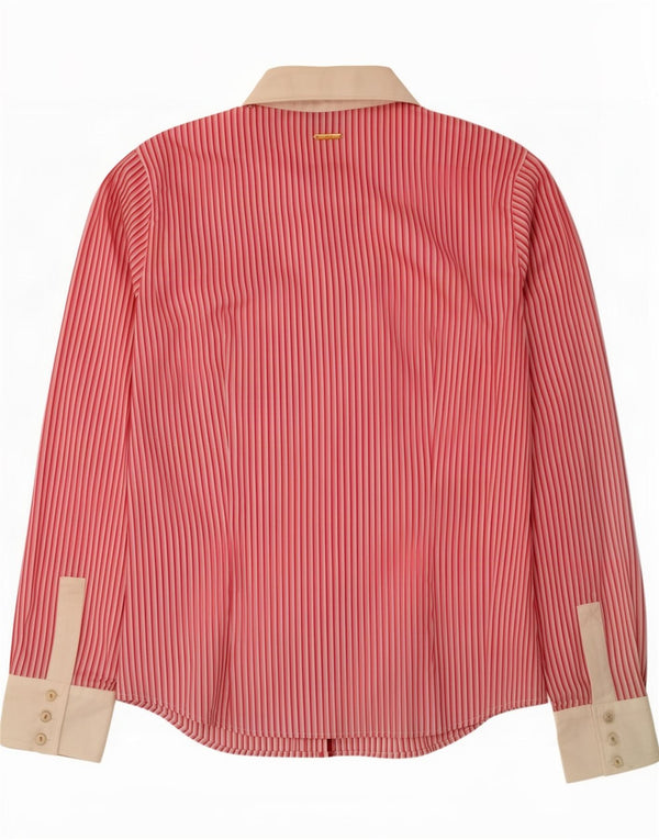 Marella Womens Shirt UK 14 Large Pink Pinstripe Cotton